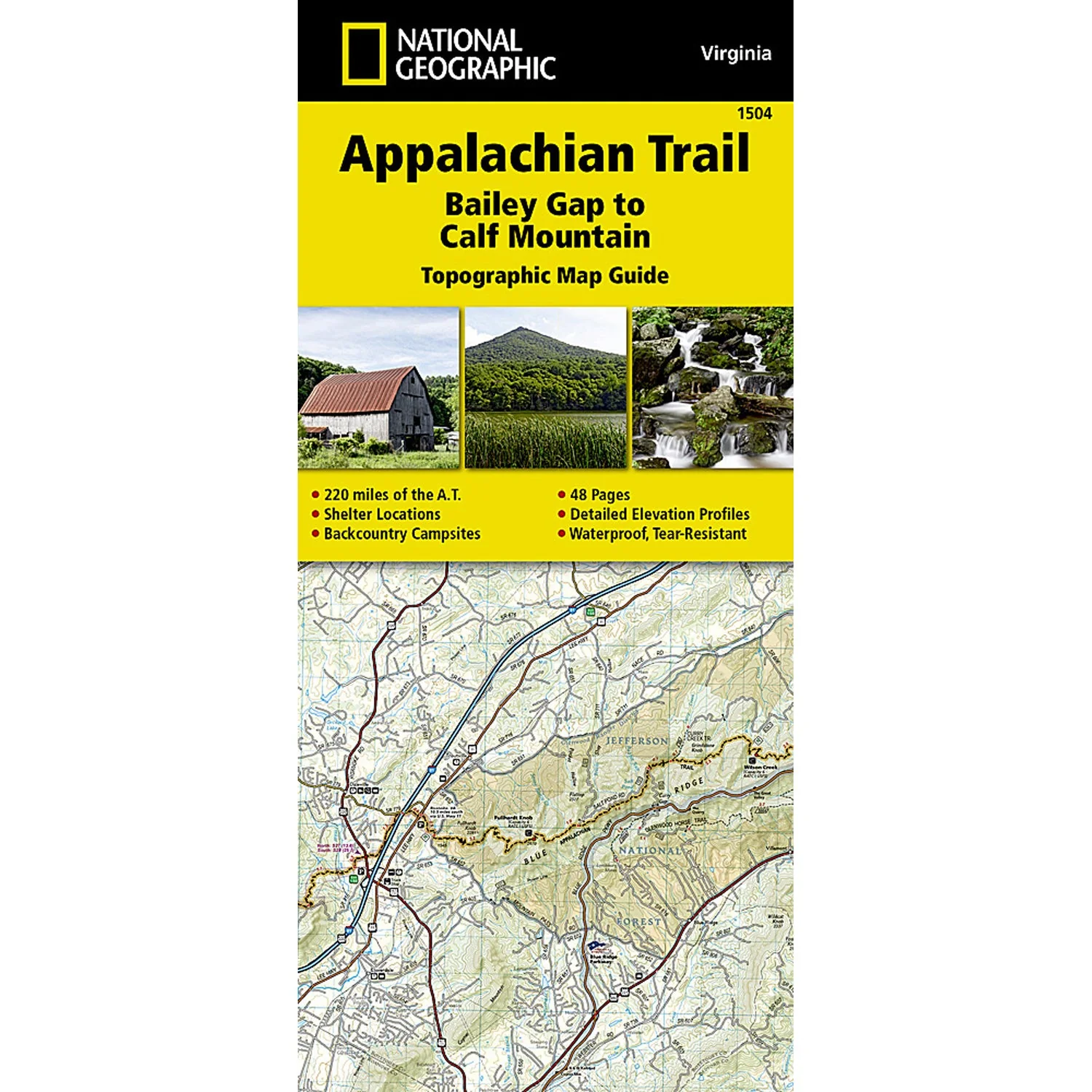 Appalachian Trail Map, Bailey Gap to Calf Mountain [Virginia]