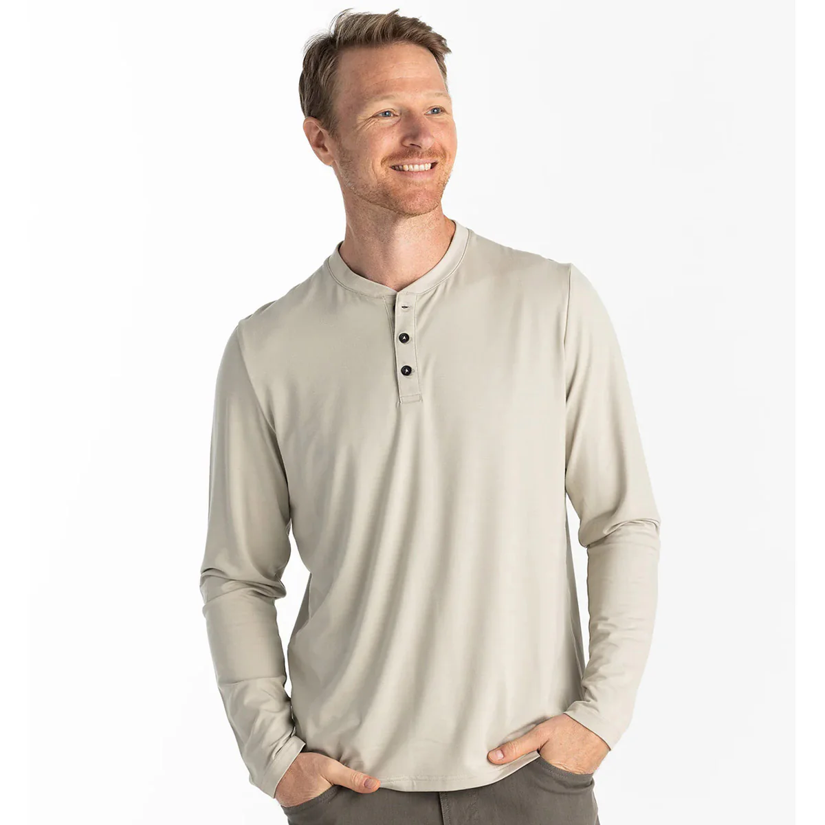 Men's Bamboo Flex Long Sleeve Henley - Image 3