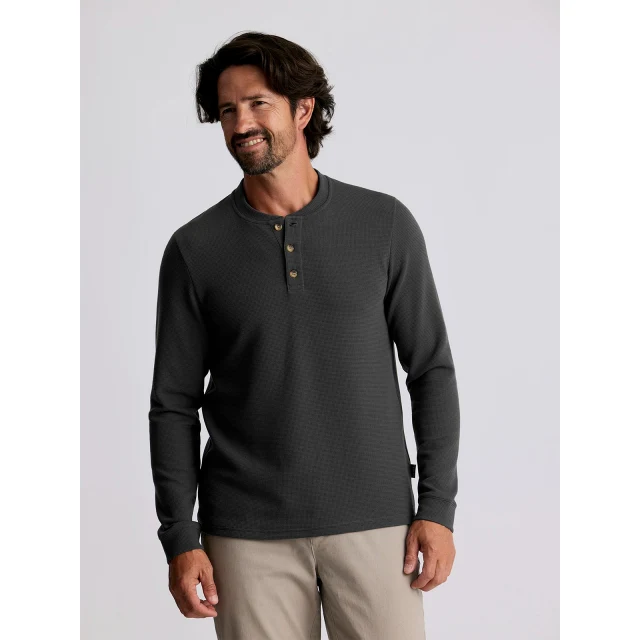 Men's Waffle Long Sleeve Henley - Image 2