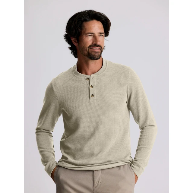 Men's Waffle Long Sleeve Henley - Image 3