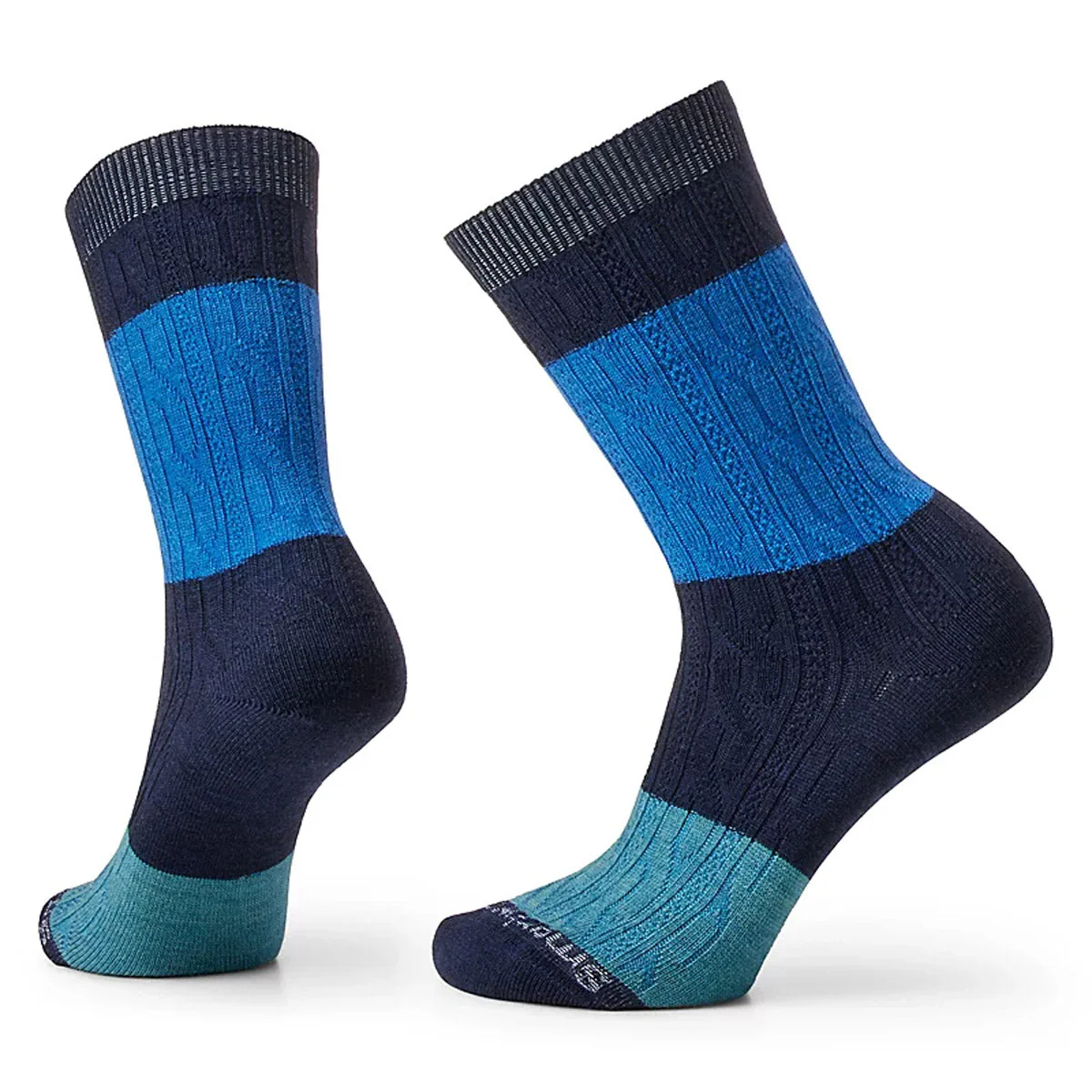 Women's Everyday Color Block Cable Crew Socks - Image 3