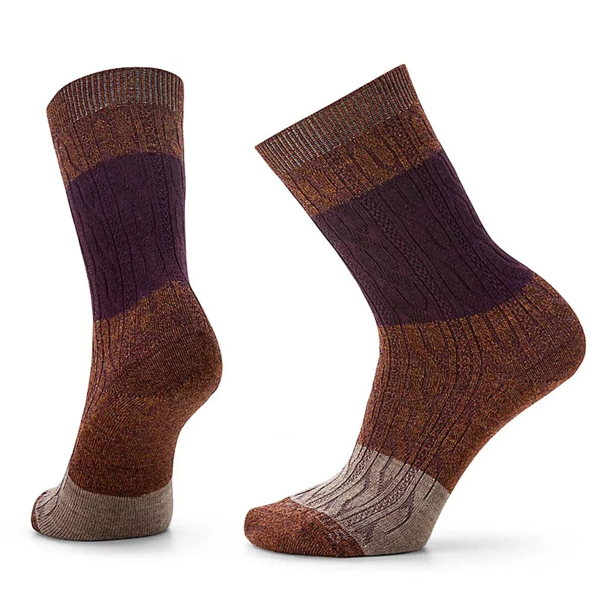 Women's Everyday Color Block Cable Crew Socks - Image 4