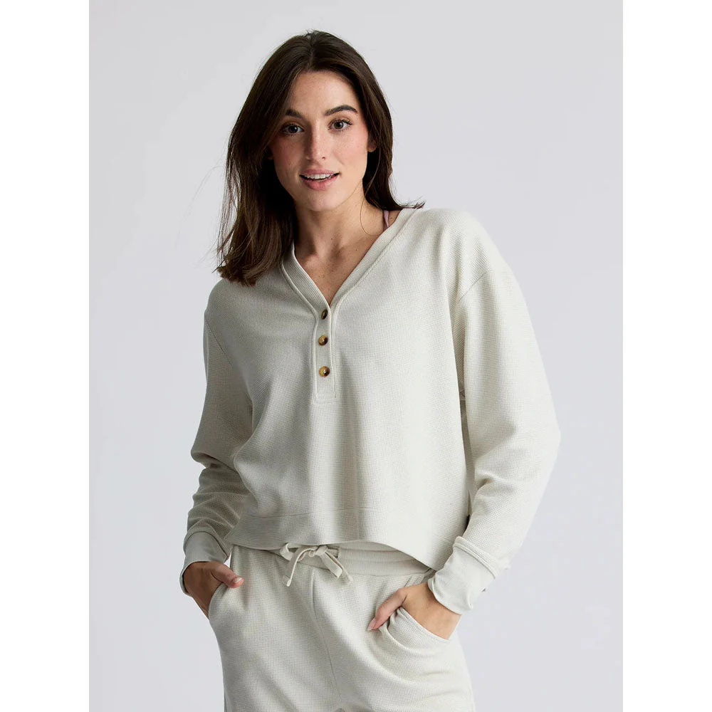 Women's Waffle Long Sleeve Henley - Image 4