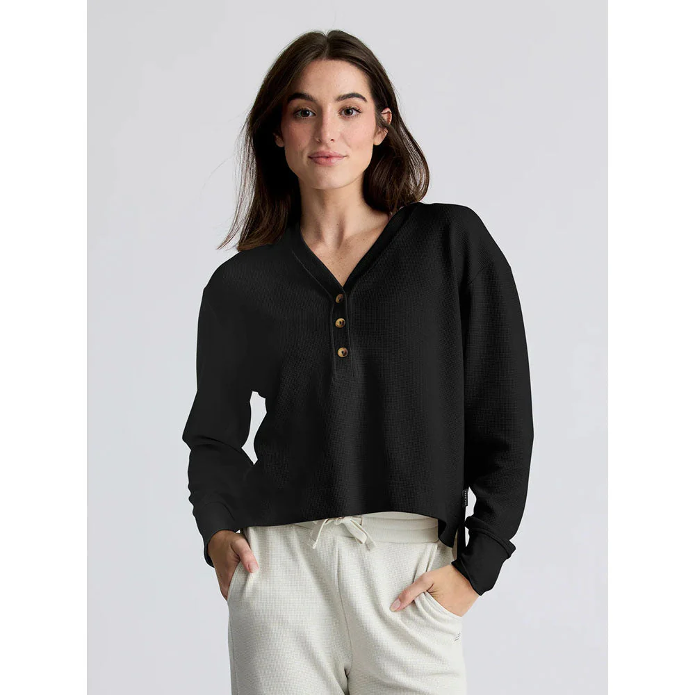 Women's Waffle Long Sleeve Henley - Image 5